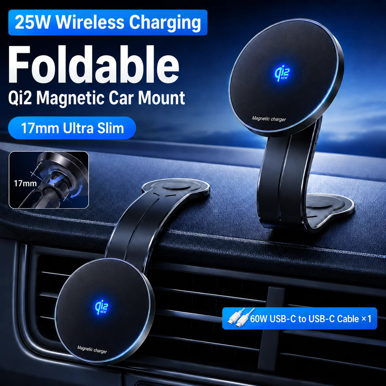 soporte magnetico premium para celular de auto compatible con iphone magsafe y android